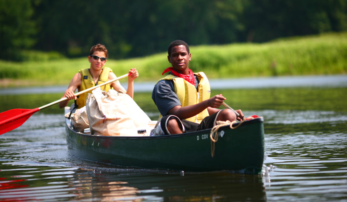 Canoe Expedition along the Potomac River on the West Virginia / Maryland border. Students from across the Mid-Atlantic experience our Character Education programs through their school or youth group, often as part of our Character Curriculum. Canoe expeditions are also offered during the summer months for individual students looking to enroll in longer adventures. Scholarships and Financial Aid are also available for many courses. See our website for more information. (© Baltimore Chesapeake Bay Outward Bound School)