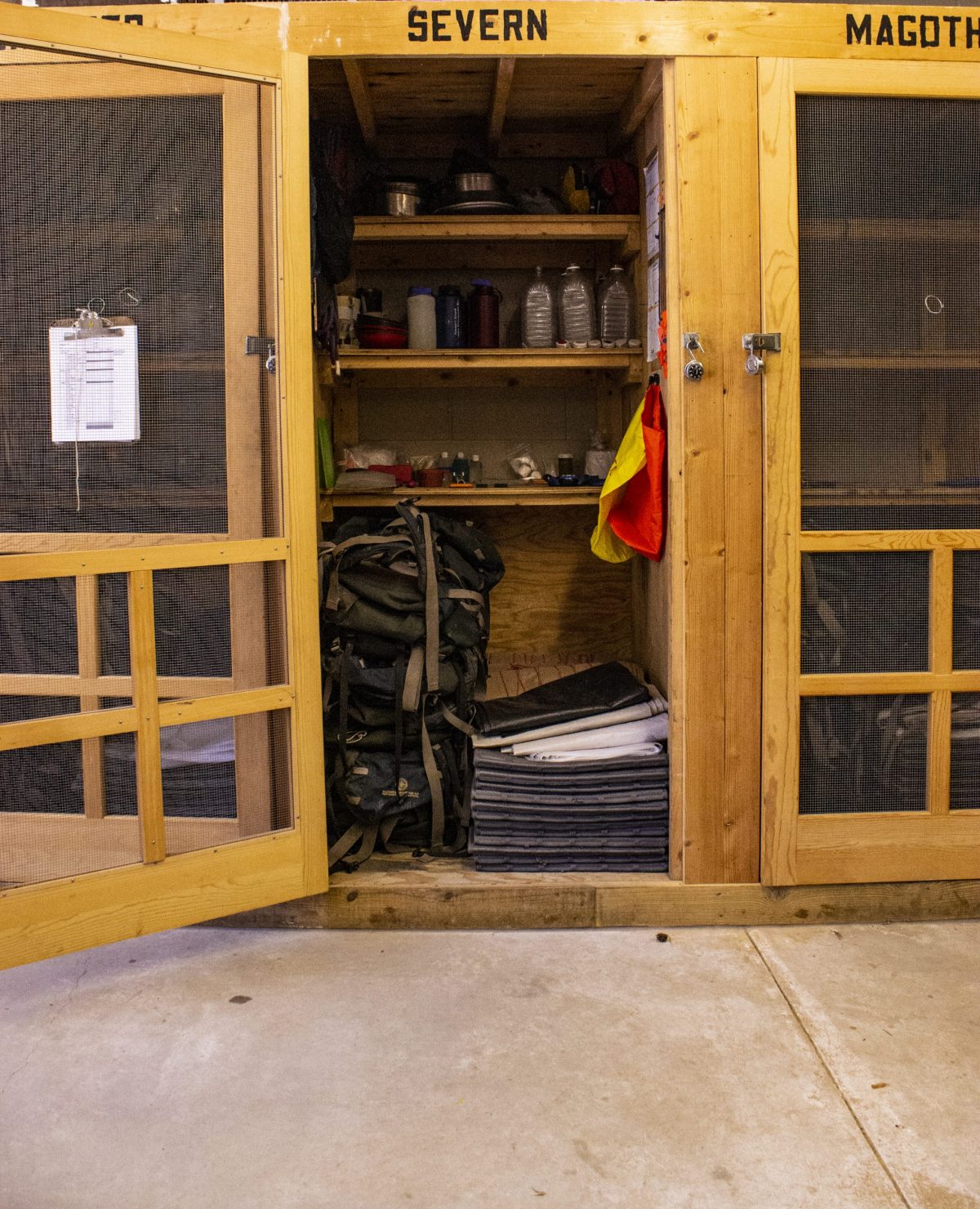 These lockers contain almost all of the gear necessary for an Outward Bound expedition.