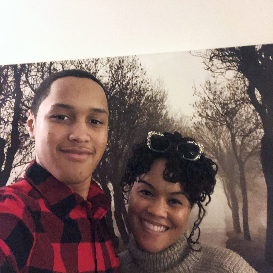 Monique and son William smiling for a selfie